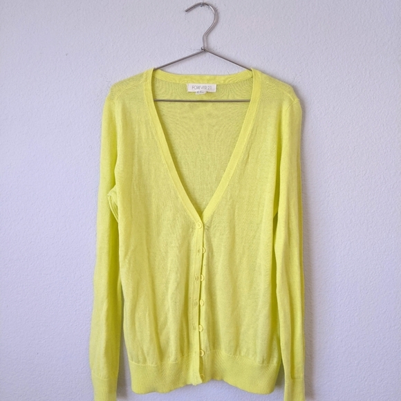 Forever 21 Sweaters - Forever 21 Yellow Cardigan
